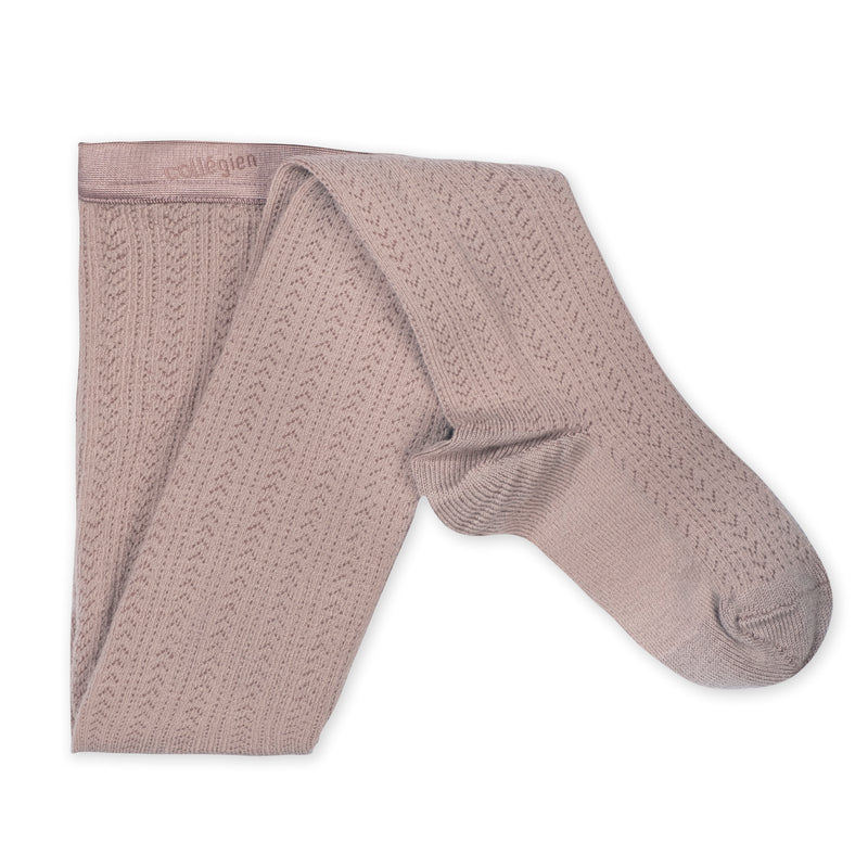 Collegien Angélique Merino Wool Pointelle Tights - Vieux Rose