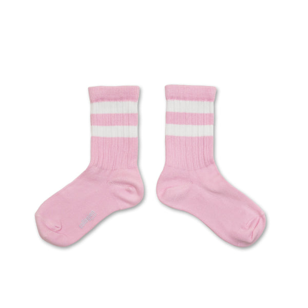 Collégien Nico Ribbed Varsity Crew Socks | Rose Dragée