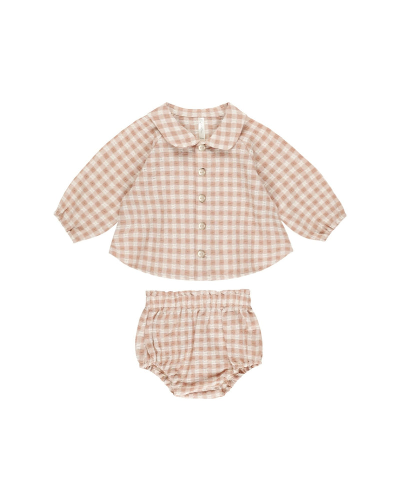 Nellie Set || Pink Gingham, Baby / Toddler Girls Set, Rylee + Cru - All The Little Bows