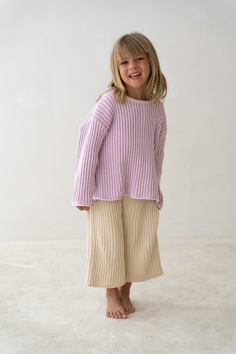 Essential Knit Jumper || Mauve Stripe