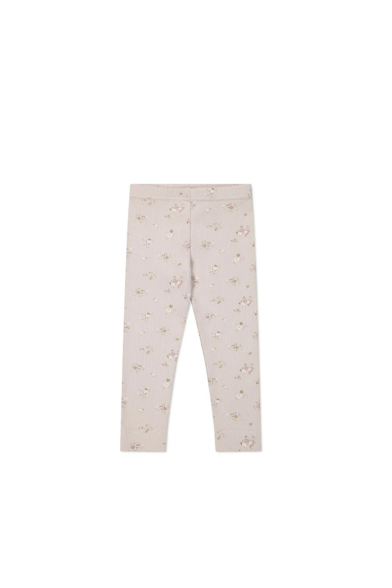 Organic Cotton Fine Rib Legging - Petite Fleur Violet, , Jamie Kay - All The Little Bows