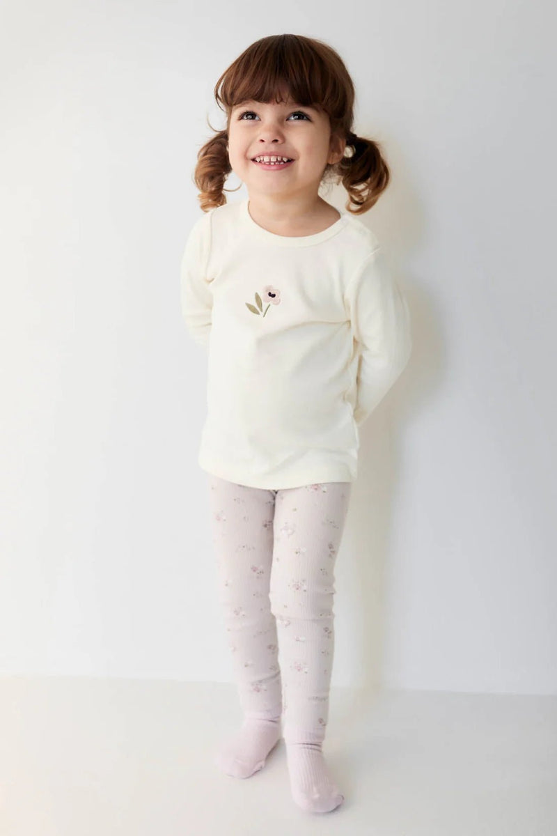 Organic Cotton Fine Rib Legging - Petite Fleur Violet, , Jamie Kay - All The Little Bows