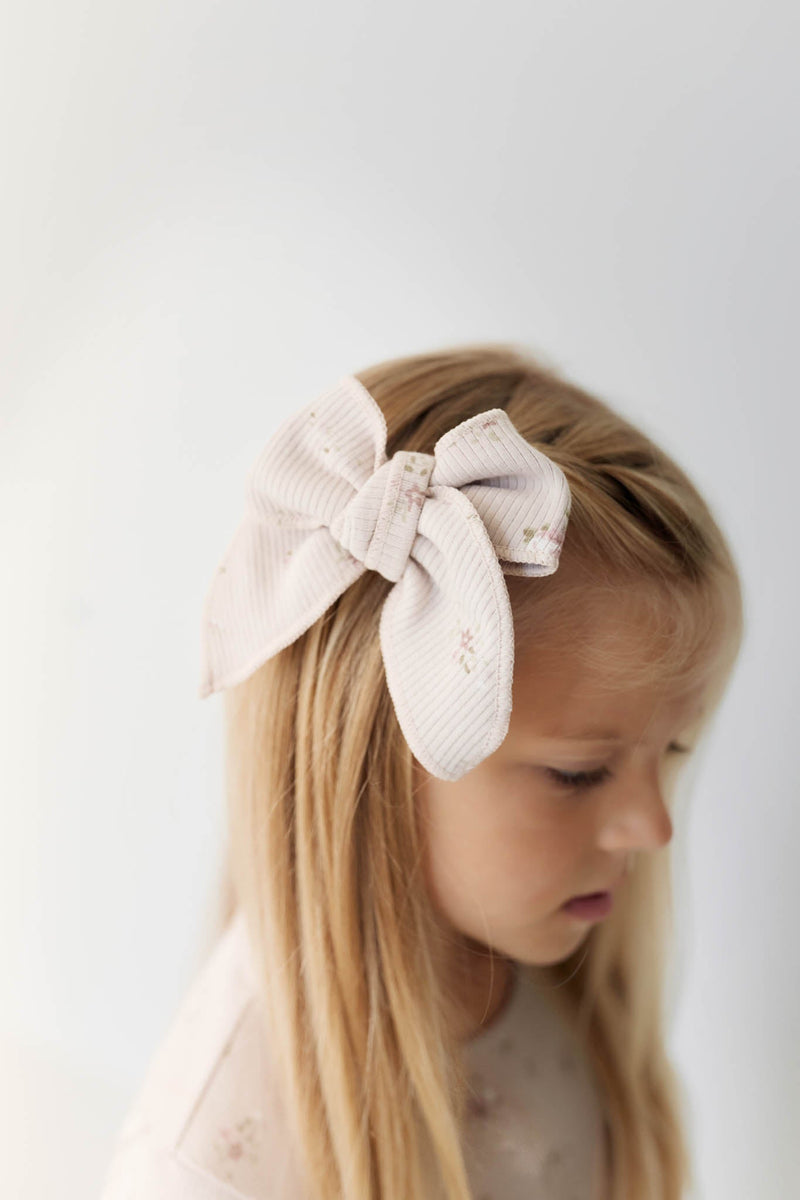 Organic Cotton Fine Rib Noelle Bow - Petite Fleur Violet, , Jamie Kay - All The Little Bows