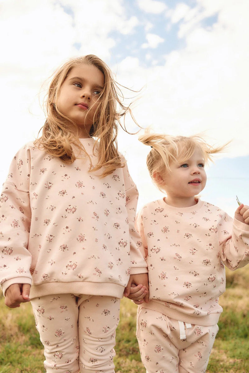 Organic Cotton Morgan Track Pant - Petite Fleur Soft Peony, , Jamie Kay - All The Little Bows
