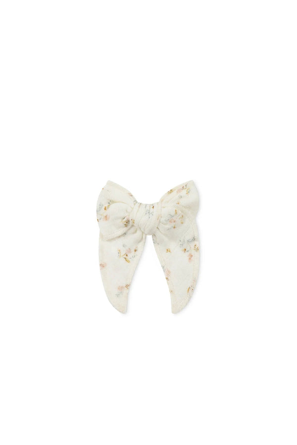 Organic Cotton Muslin Bow - Nina Watercolor Floral, , Jamie Kay - All The Little Bows