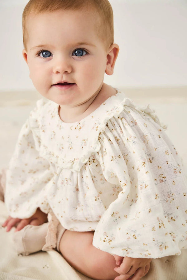 Organic Cotton Muslin Frances Playsuit - Nina Watercolor Floral, , Jamie Kay - All The Little Bows