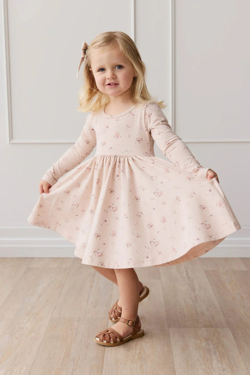 Organic Cotton Tallulah Dress - Petite Fleur Soft Peony, , Jamie Kay - All The Little Bows