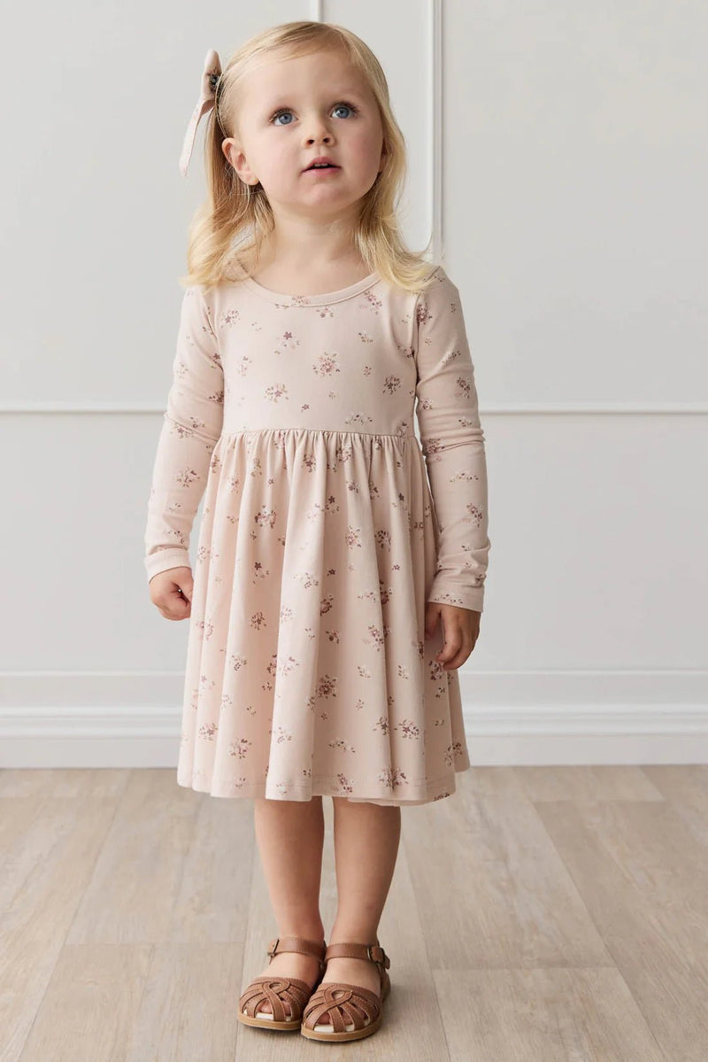 Organic Cotton Tallulah Dress - Petite Fleur Soft Peony, , Jamie Kay - All The Little Bows