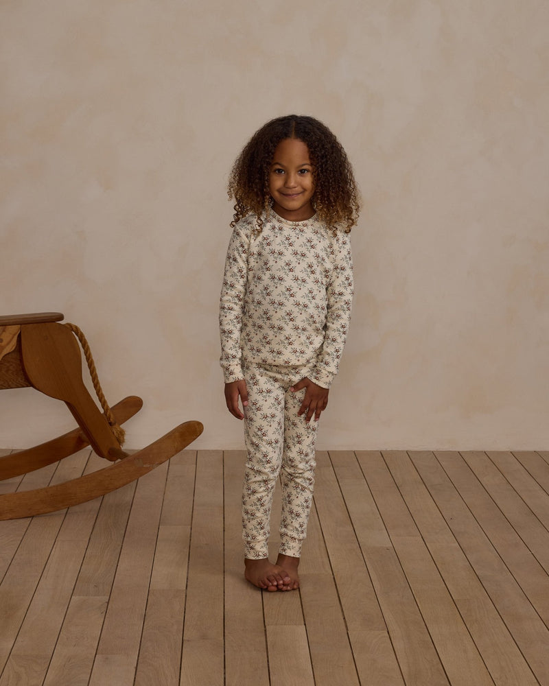 Organic Long Sleeve Pajama Set || Holiday Floral, Family Christmas Pajamas, Rylee + Cru - All The Little Bows