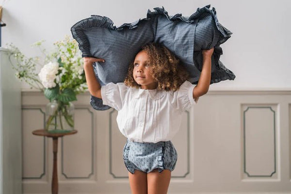 Organic Pillowcase || Little Blue Check, , Little Cotton Clothes - All The Little Bows