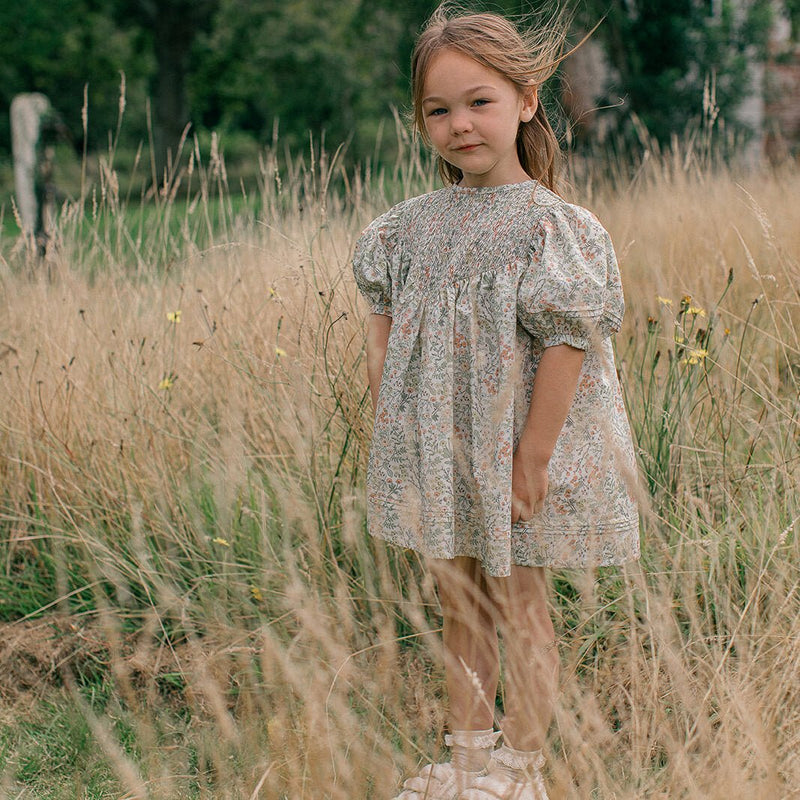 Ottilie Dress | Wild Strawberry Floral Organic Cotton, , Nellie Quats - All The Little Bows