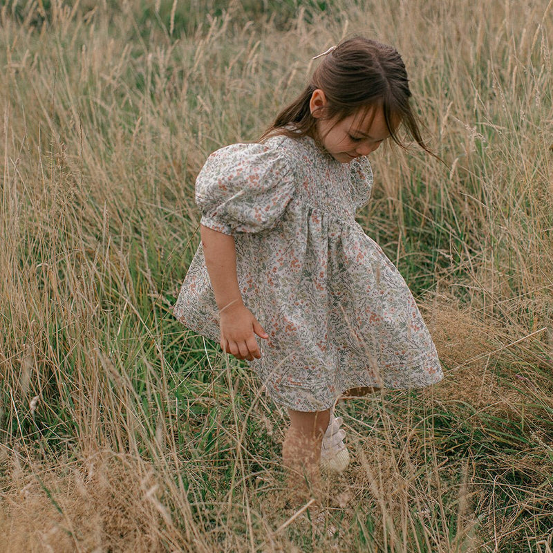 Ottilie Dress | Wild Strawberry Floral Organic Cotton, , Nellie Quats - All The Little Bows