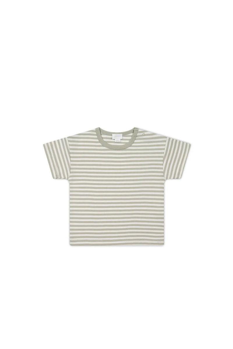 Pima Cotton Hunter Tee - Narrow Stripe Moss/Cloud, , Jamie Kay - All The Little Bows