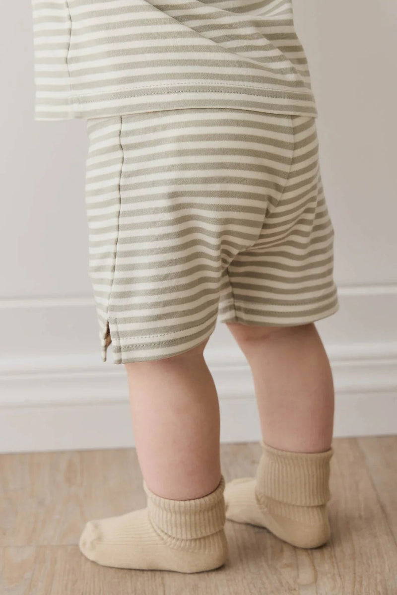 Pima Cotton Marley Short - Narrow Stripe Moss/Cloud, , Jamie Kay - All The Little Bows