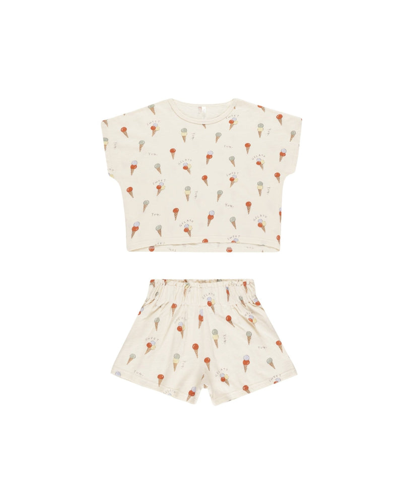 Raegan Set || Gelato, Boys Girls Cotton Top and Shorts Set, Rylee + Cru - All The Little Bows