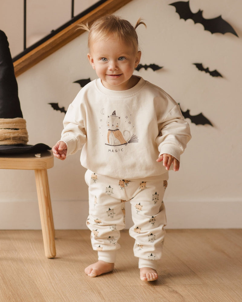 Relaxed Fleece Sweatpant || Cats, Baby / Toddler Pant, Quincy Mae - All The Little Bows