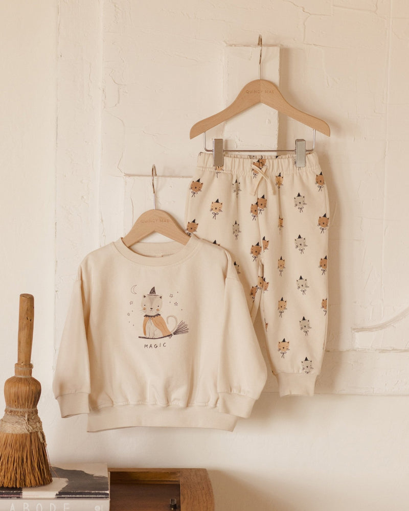 Relaxed Fleece Sweatpant || Cats, Baby / Toddler Pant, Quincy Mae - All The Little Bows