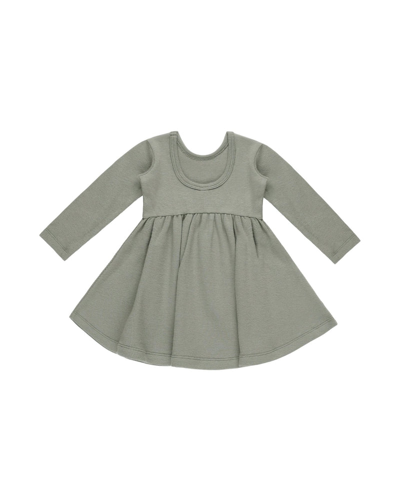Ribbed Long Sleeve Dress || Basil, Baby / Toddler Girls Dress, Quincy Mae - All The Little Bows