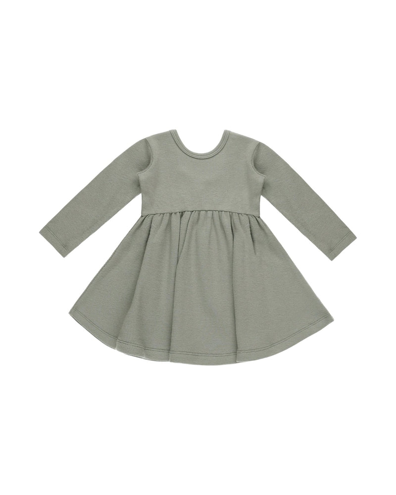 Ribbed Long Sleeve Dress || Basil, Baby / Toddler Girls Dress, Quincy Mae - All The Little Bows