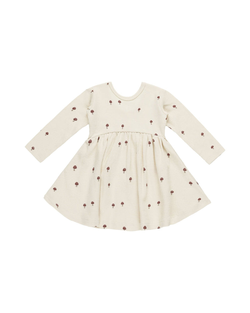 Ribbed Long Sleeve Dress || Mushrooms, Baby / Toddler Girls Dress, Quincy Mae - All The Little Bows