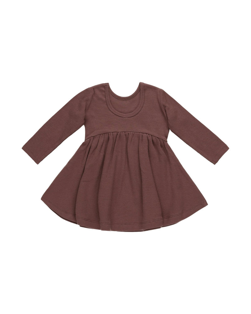 Ribbed Long Sleeve Dress || Plum, Baby / Toddler Girls Dress, Quincy Mae - All The Little Bows
