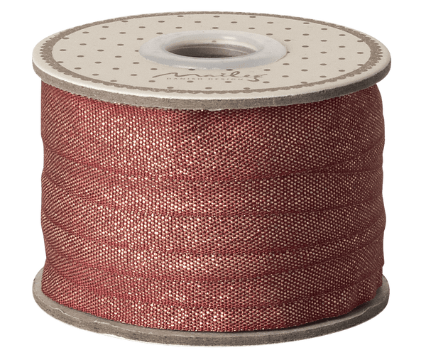 Ribbon, W: 13 mm x L: 10 m - Red/gold, PAPER, Maileg USA - All The Little Bows