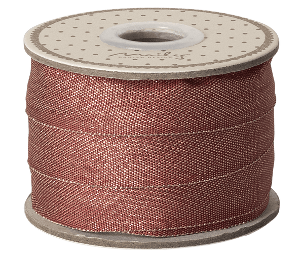 Ribbon, W: 18 mm x L: 10 m - Red/gold, PAPER, Maileg USA - All The Little Bows