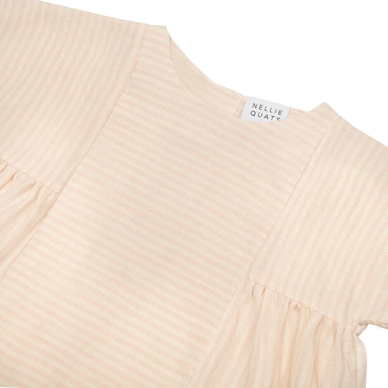 Ring O’ Roses Dress | Blush & Oat Stripe Linen, , Nellie Quats - All The Little Bows