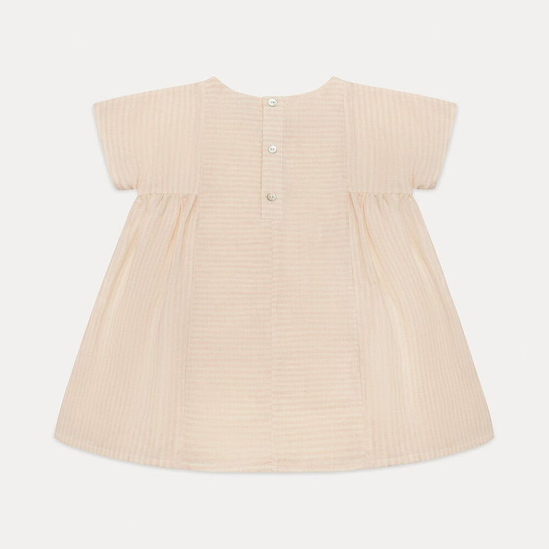 Ring O’ Roses Dress | Blush & Oat Stripe Linen, , Nellie Quats - All The Little Bows