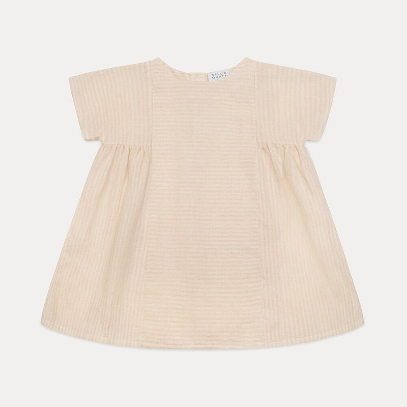 Ring O’ Roses Dress | Blush & Oat Stripe Linen, , Nellie Quats - All The Little Bows