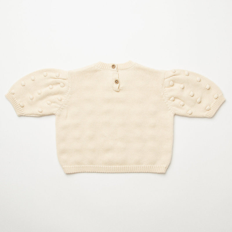 Scrabble Knitted Top | Milk Organic Cotton Embroidered Knit, , Nellie Quats - All The Little Bows