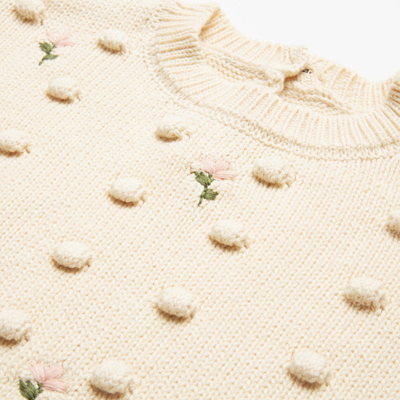 Scrabble Knitted Top | Milk Organic Cotton Embroidered Knit, , Nellie Quats - All The Little Bows
