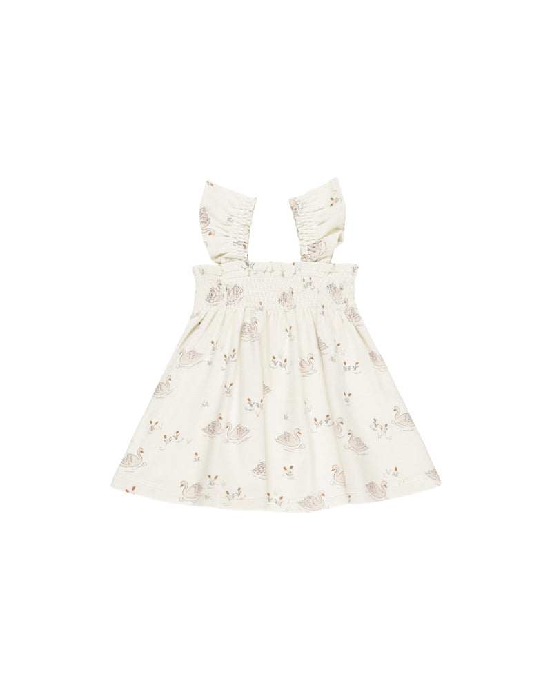 Smocked Jersey Dress || Swans, Baby / Toddler Girls Dress, Quincy Mae - All The Little Bows