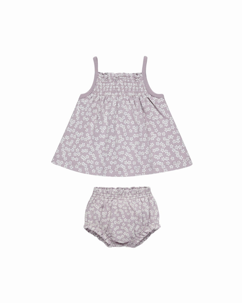 Smocked Tank + Bloomer Set || Lavender Ditsy, Baby/Toddler Girls Clothing, Quincy Mae - All The Little Bows