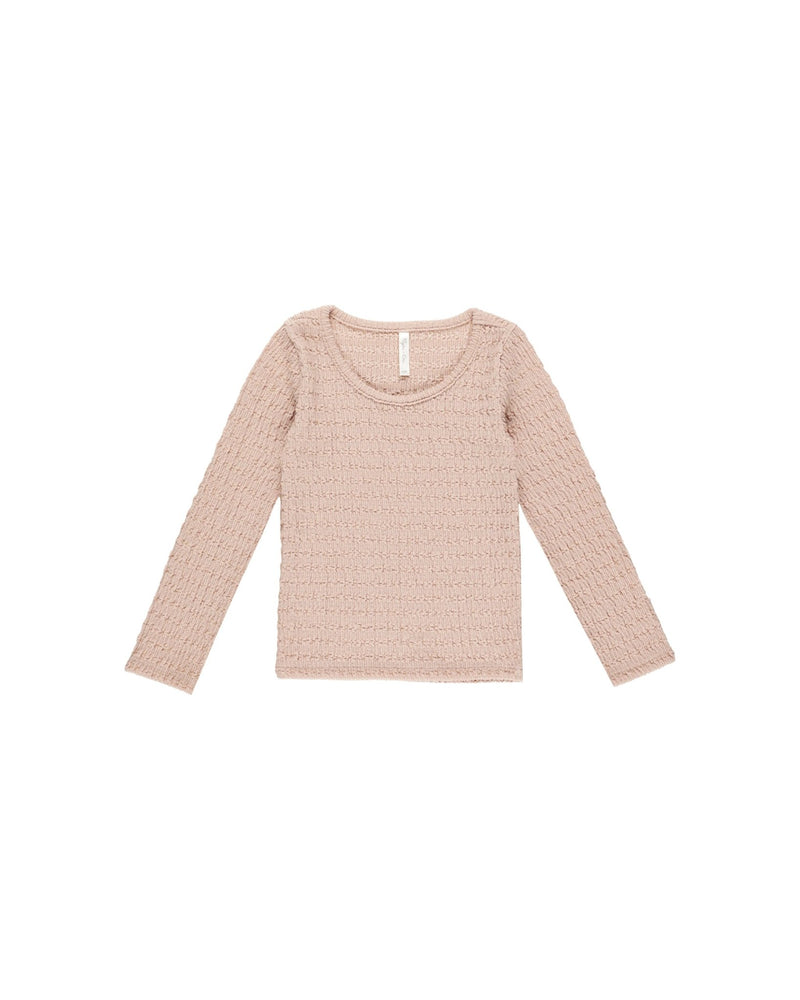 Textured Long Sleeve Top || Rose, Girls Top, Rylee + Cru - All The Little Bows