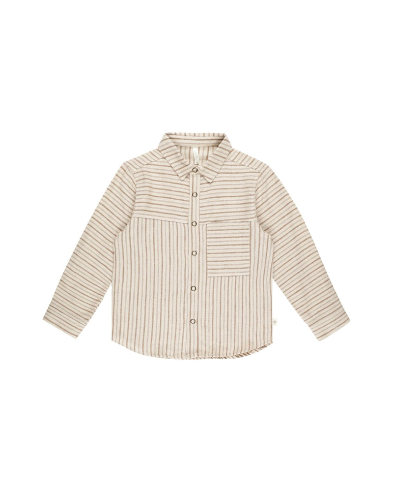 Walker Shirt || Saddle Pinstripe, Boys Woven Button Up Shirt, Rylee + Cru - All The Little Bows