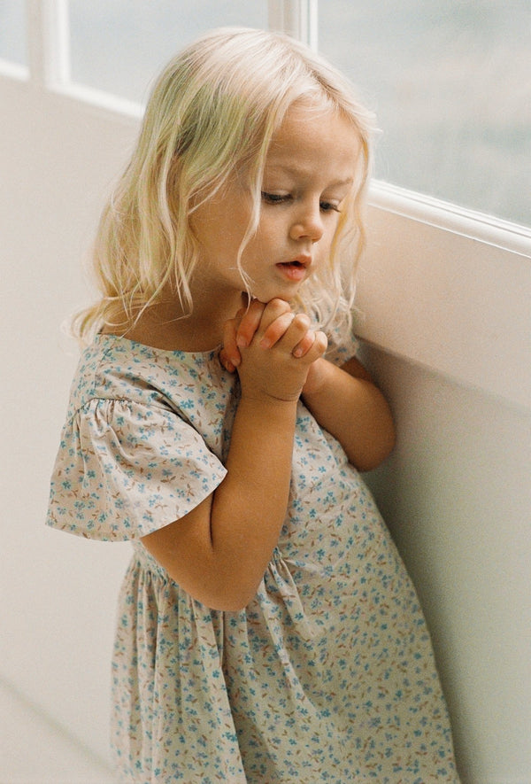 Blossom Dress || Indigo Bloom, , Illoura the Label - All The Little Bows