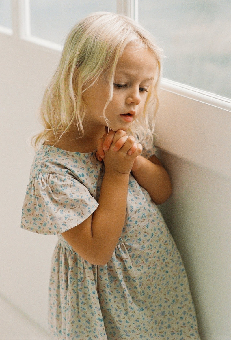 Blossom Dress || Indigo Bloom, , Illoura the Label - All The Little Bows