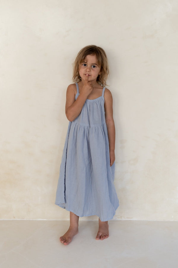 Darcy Dress || Pale Indigo, , Illoura the Label - All The Little Bows