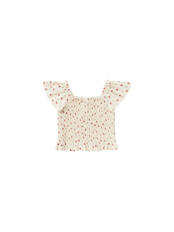 Zayla Top || Strawberry Fields, Girls Woven Top, Rylee + Cru - All The Little Bows