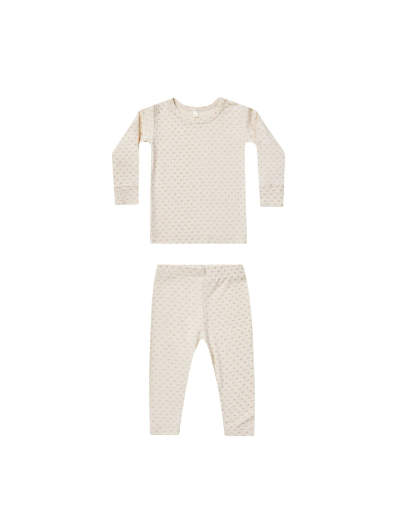 Bamboo Pajama Set || Oat Check, , Quincy Mae - All The Little Bows