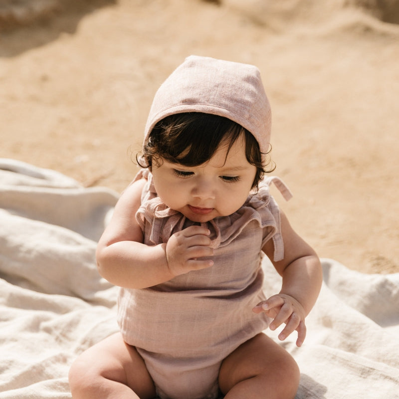 Blush Linen Bonnet Cotton-Lined, Bonnets, Briar Baby® - All The Little Bows