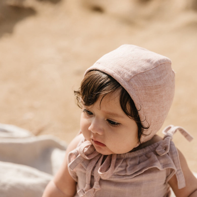 Blush Linen Bonnet Cotton-Lined, Bonnets, Briar Baby® - All The Little Bows