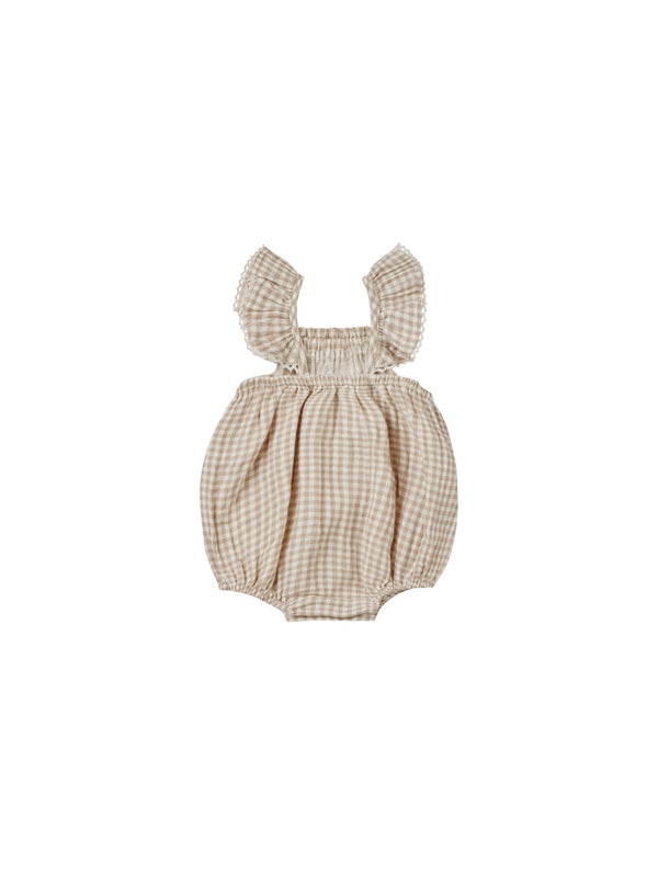 Bonnie Romper || Oat Gingham, , Quincy Mae - All The Little Bows
