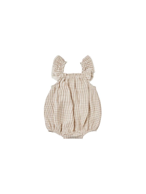 Bonnie Romper || Oat Gingham - Quincy Mae - All The Little Bows