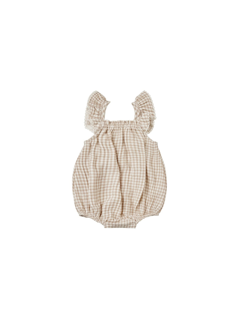 Bonnie Romper || Oat Gingham, , Quincy Mae - All The Little Bows