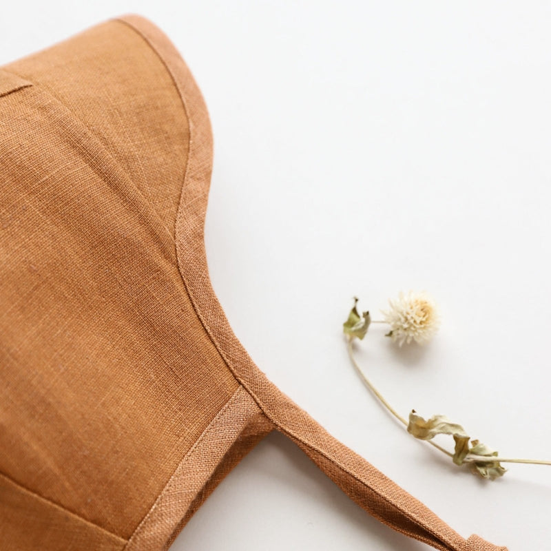 Brimmed Rust Linen Bonnet Cotton-Lined - Briar Baby® - All The Little Bows