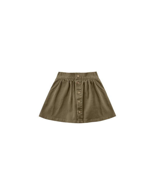 button front mini skirt | olive, , Rylee + Cru - All The Little Bows