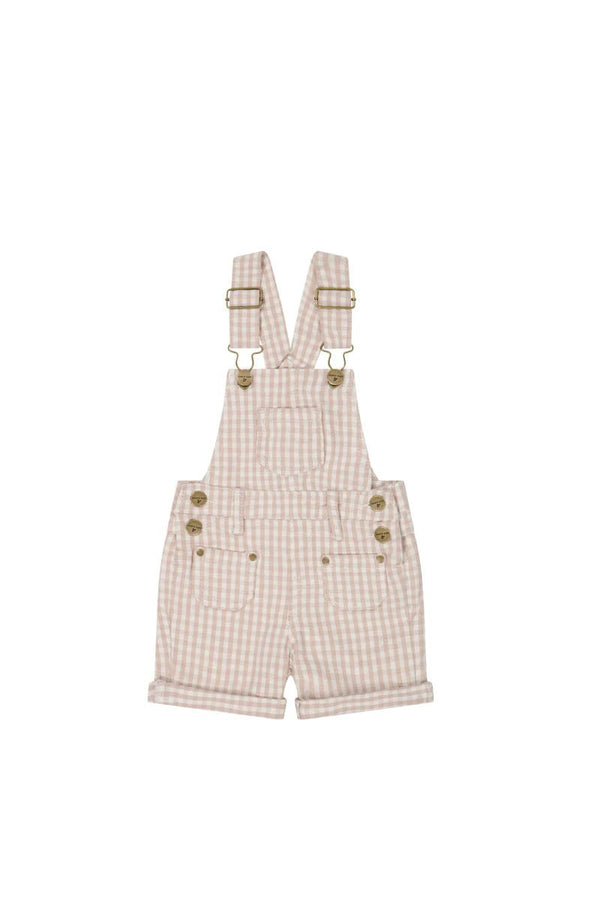 Chase Short Denim Overall - Gingham Pink, , Jamie Kay - All The Little Bows