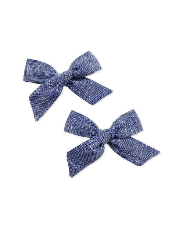 Classic Knot Bow | Chambray, , All The Little Bows - All The Little Bows